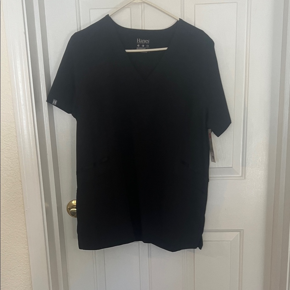 Women’s Hanes Black V-Neck Scrub Top
